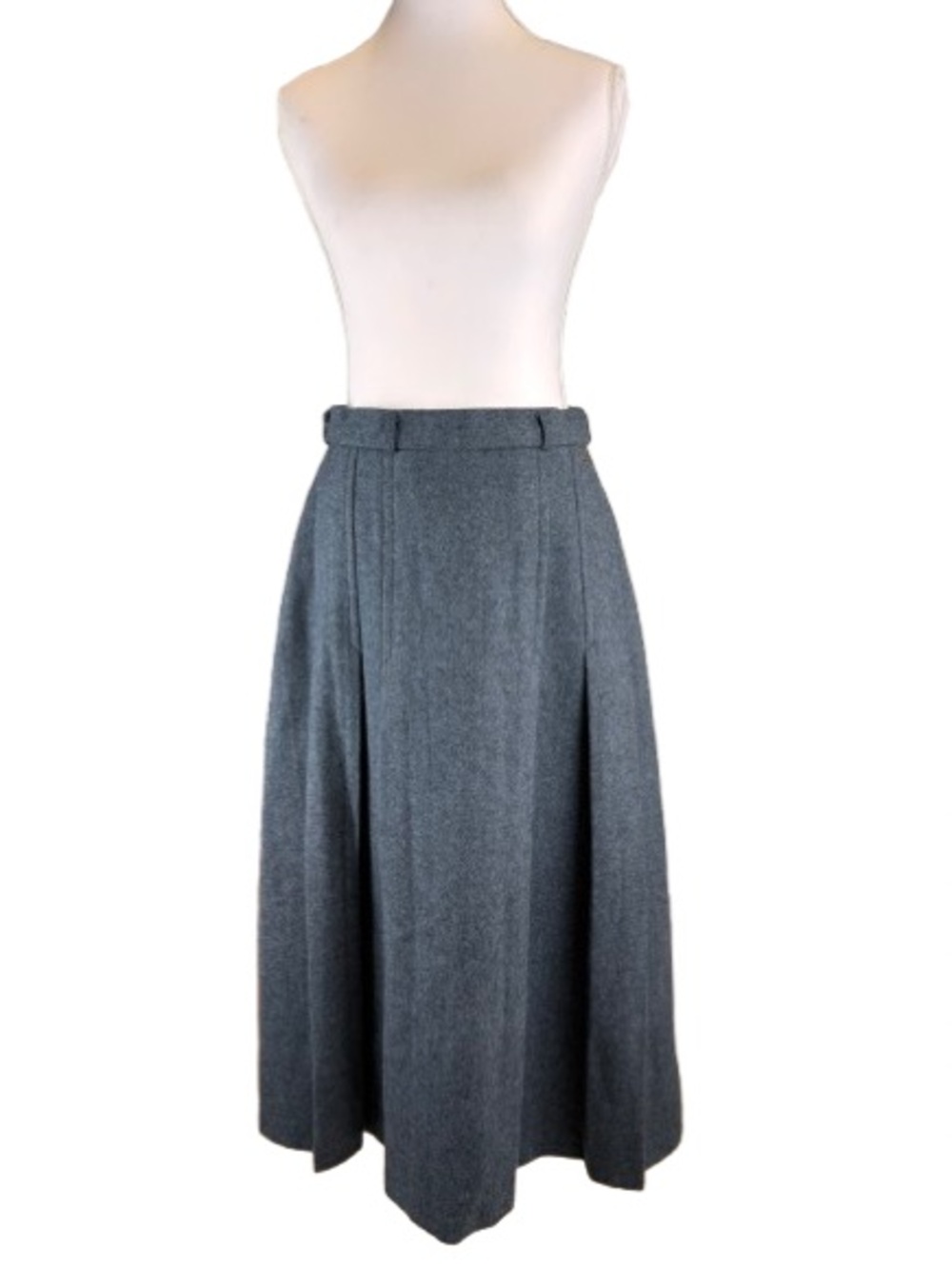 VTG Alphorn Trachten Wool Skirt Gray Pleated Dirndl Austrian Dark Academia 38